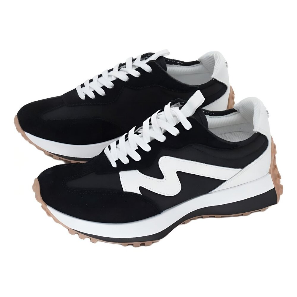 Steve Madden Campo Retro Lace-Up Jogger Sneakers Black Multi 9M - Picture 2 of 6